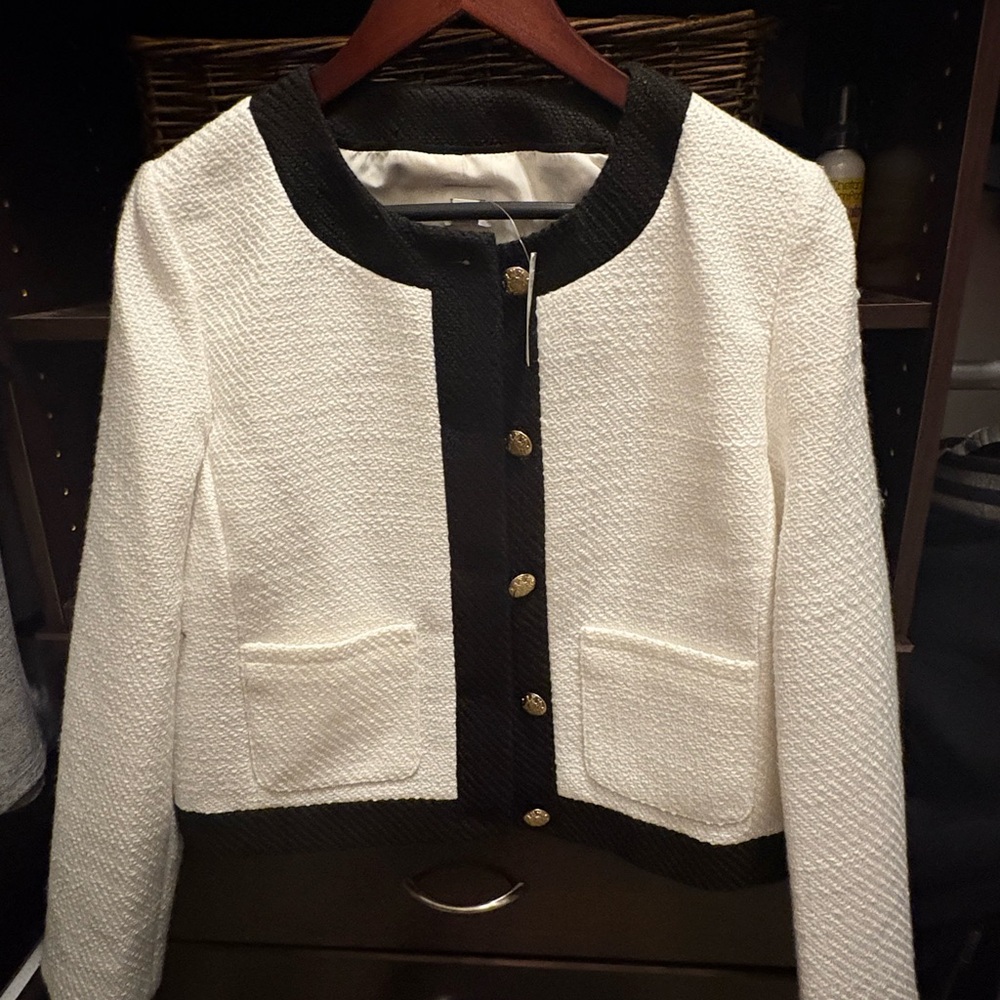 J. Crew Black and White Textured Blazer